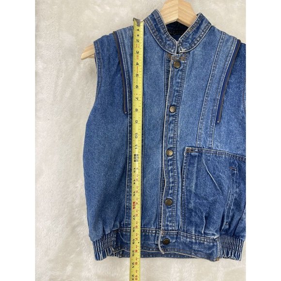 RARE Vintage 80s Young Lion Youth Denim Jean Jacket Vest Removable Arms Sz 12 - Picture 4 of 13